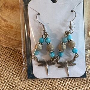 Turquoise and Silver Dragonfly Earrings